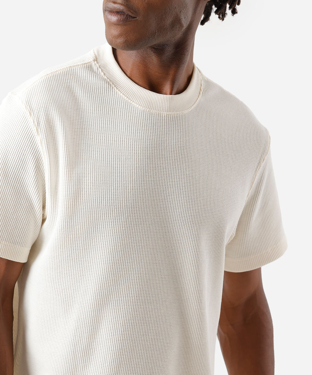 camiseta masculina manga curta texturizada off white