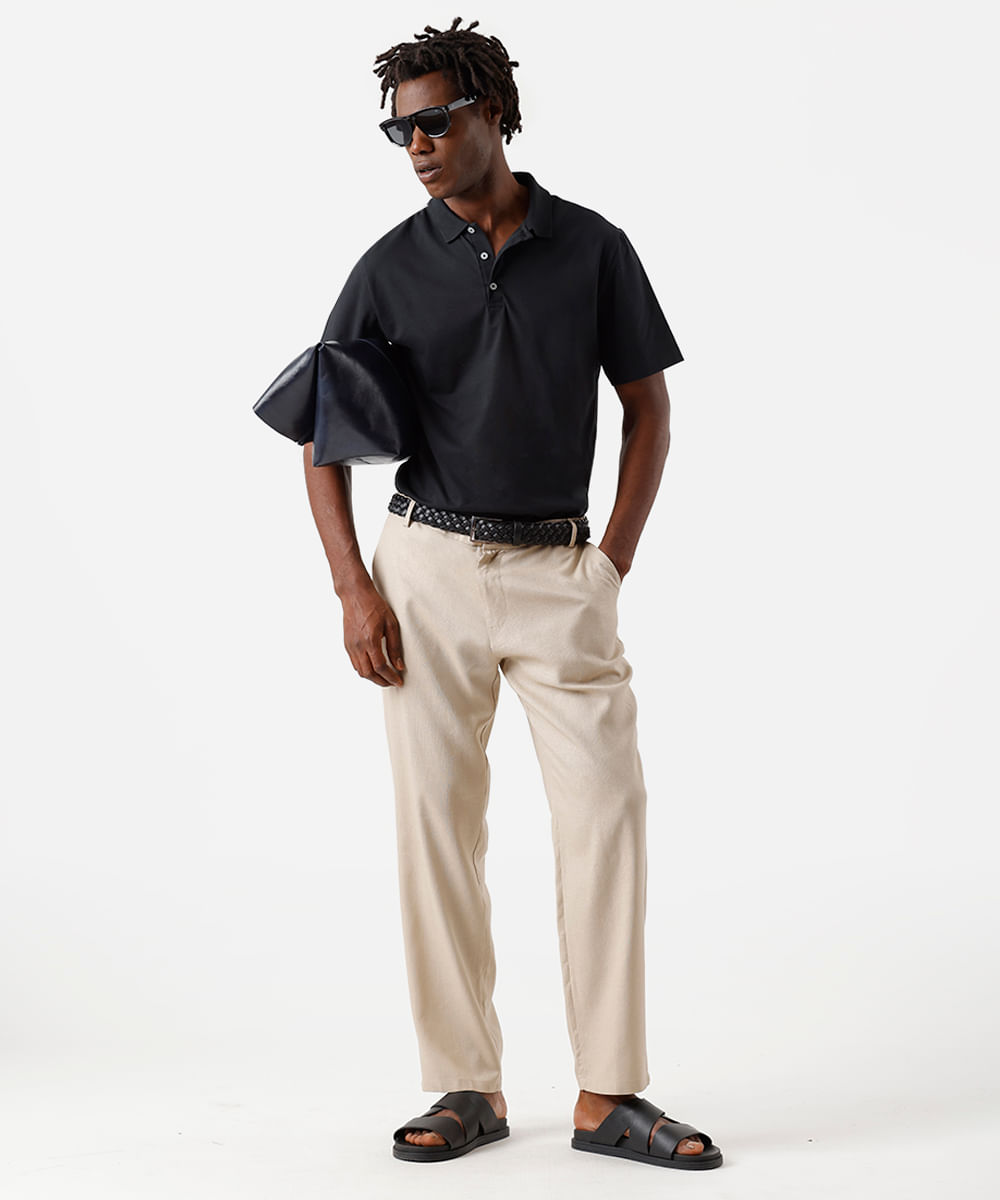 polo básica masculina de algodão manga curta preta