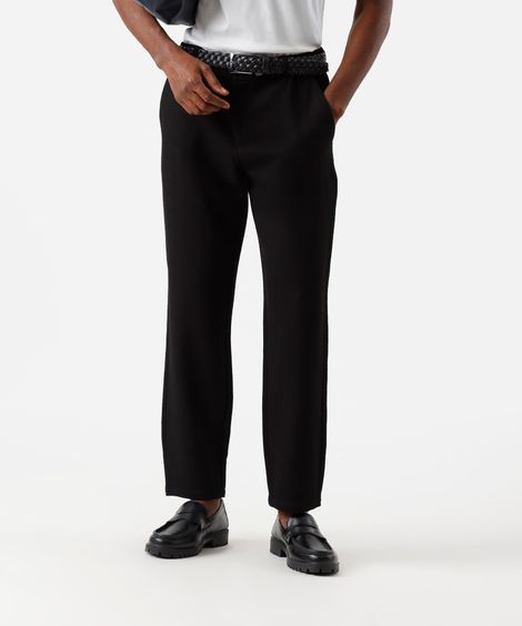 calça slim masculina texturizada cós elástico preta
