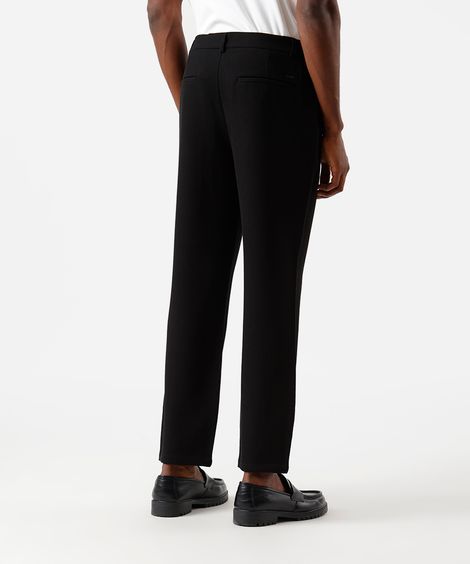 calça slim masculina texturizada cós elástico preta