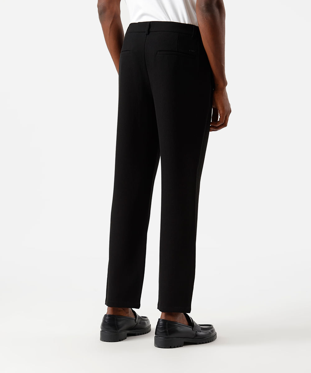 calça slim masculina texturizada cós elástico preta