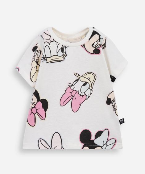 blusa infantil de algodão minnie e margarida off white
