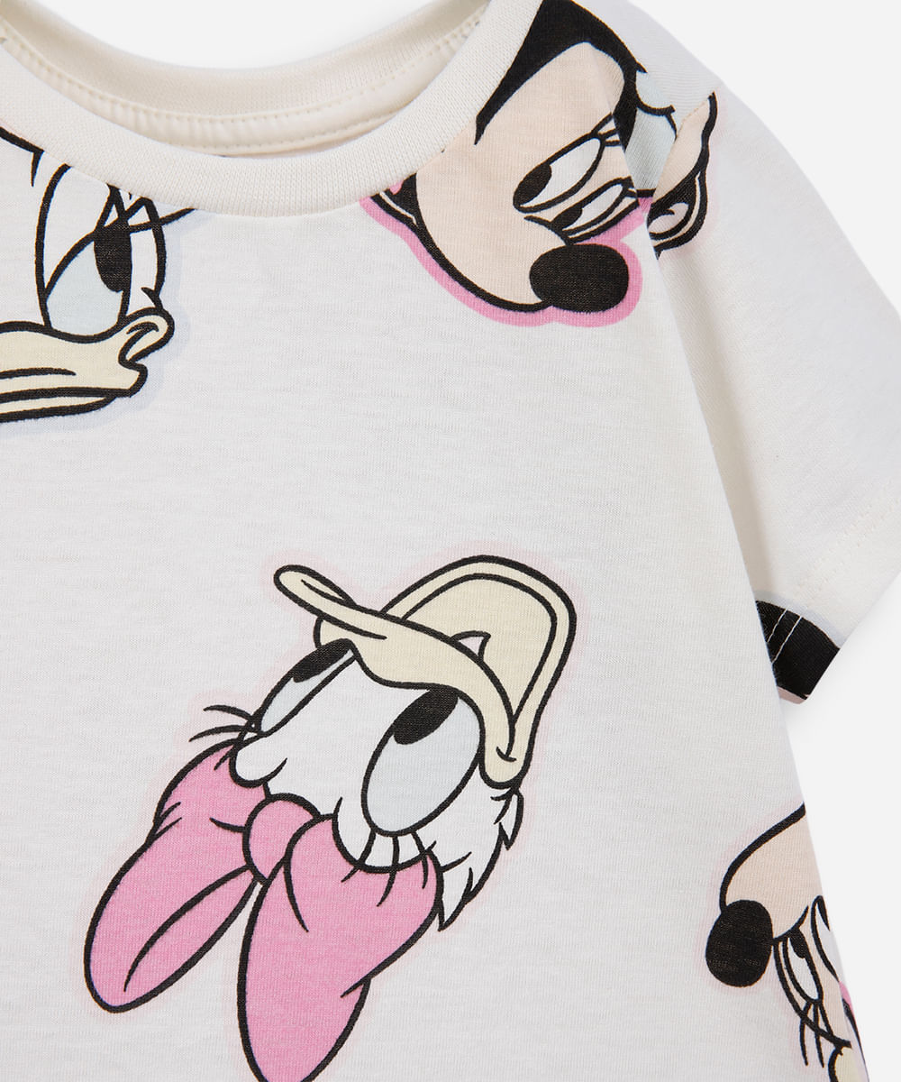 blusa infantil de algodão minnie e margarida off white