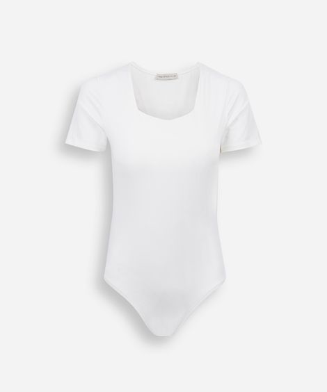 body juvenil de poliamida manga curta off white