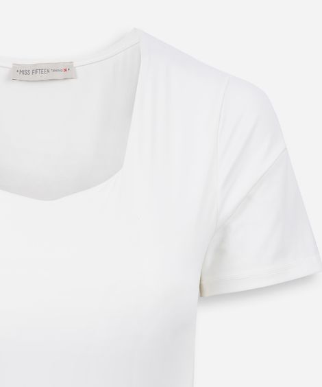 body juvenil de poliamida manga curta off white