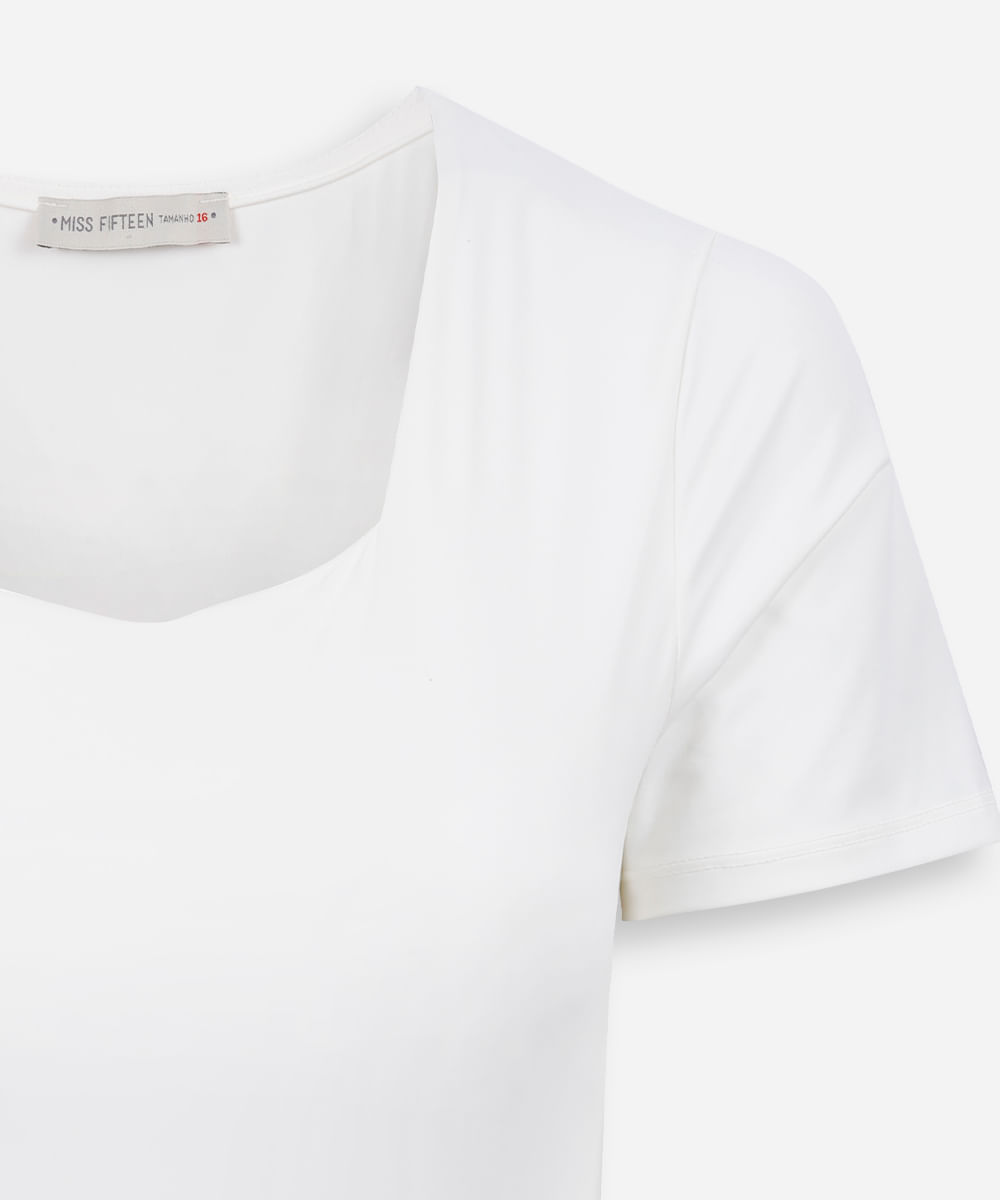 body juvenil de poliamida manga curta off white