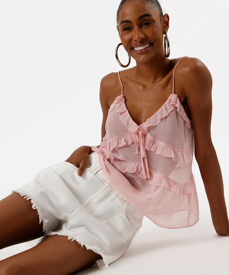 short feminino de sarja com barra desfiada off white