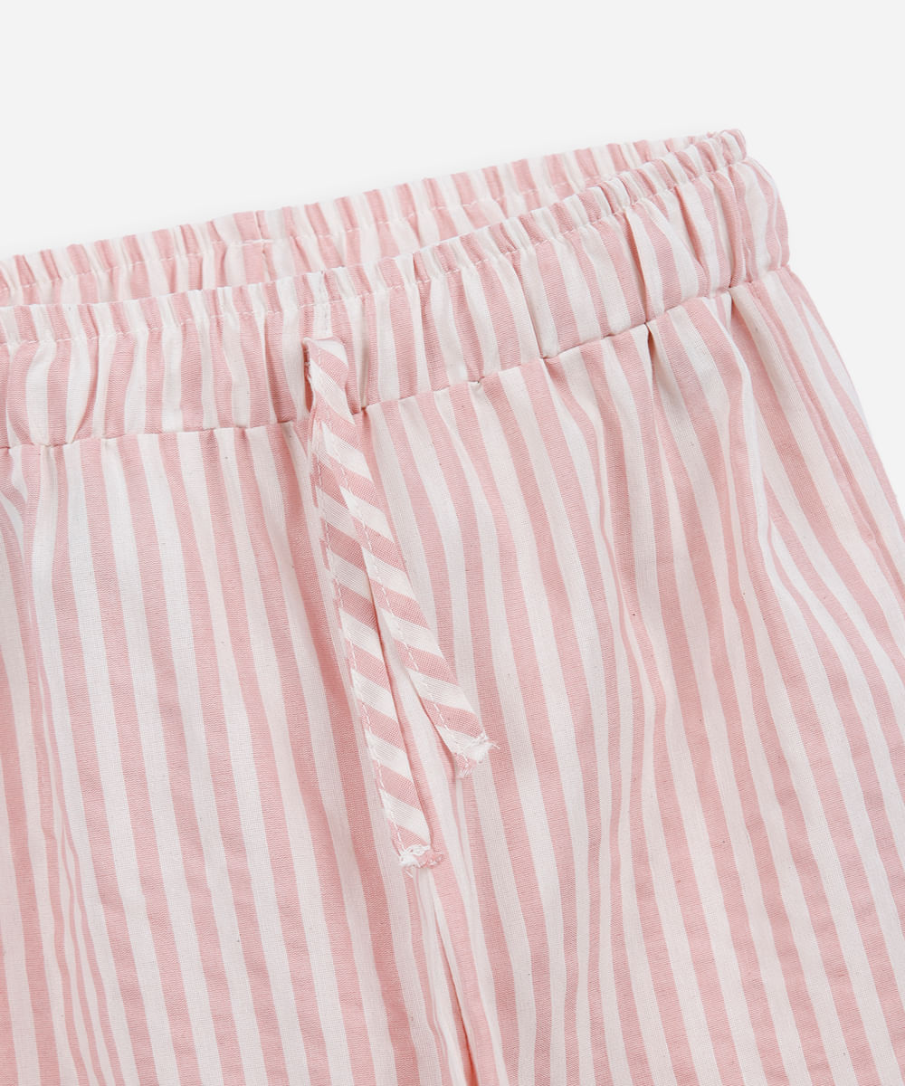 calça pijama infantil com algodão listrada - multicor