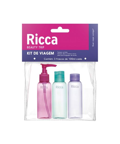 kit de viagem ricca conjunto com 3 frascos
