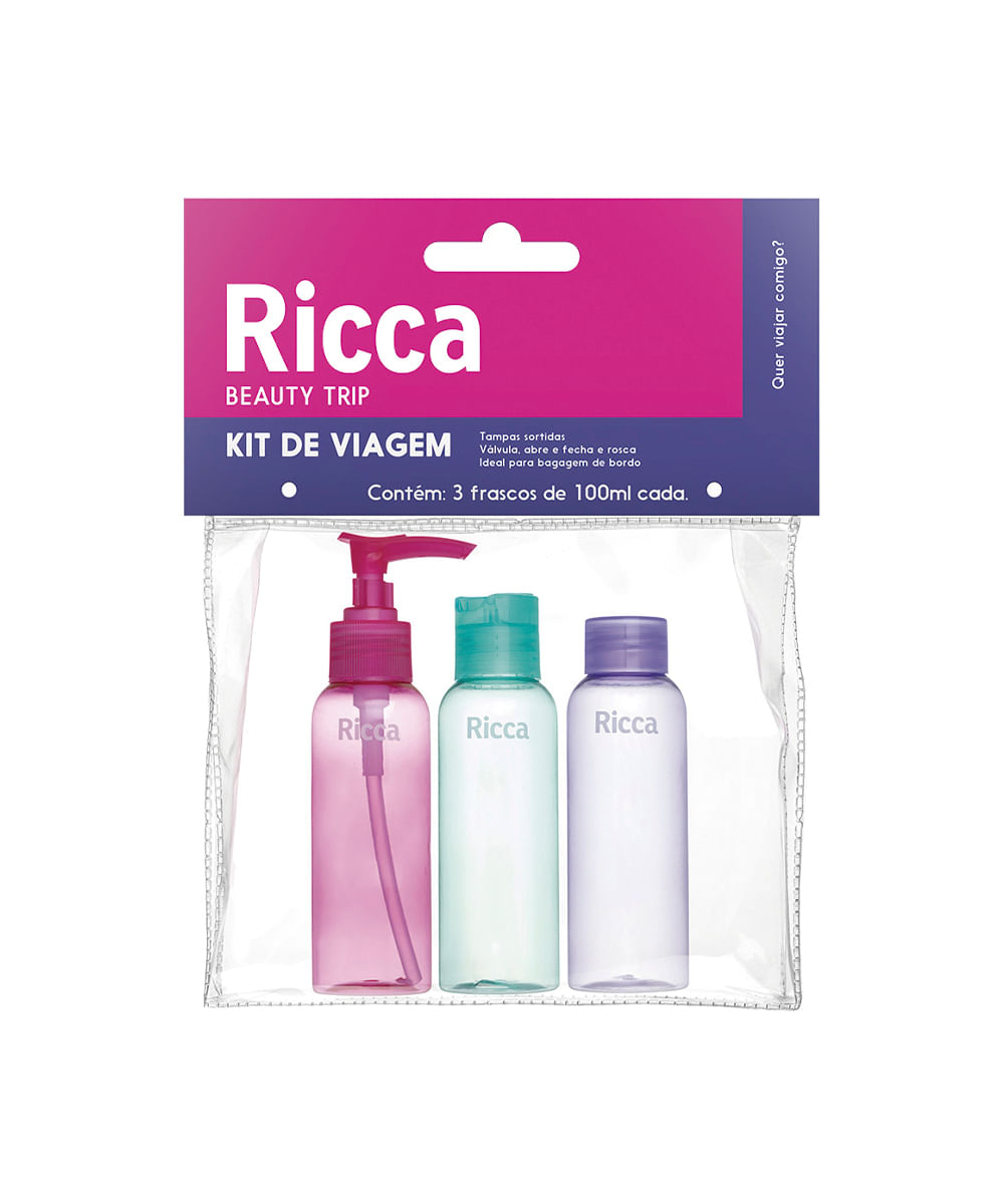 kit de viagem ricca conjunto com 3 frascos