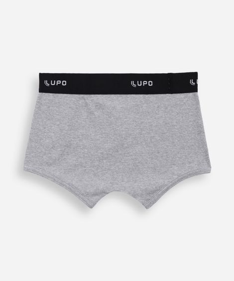 cueca boxer infantil de algodão canelada lupo cinza