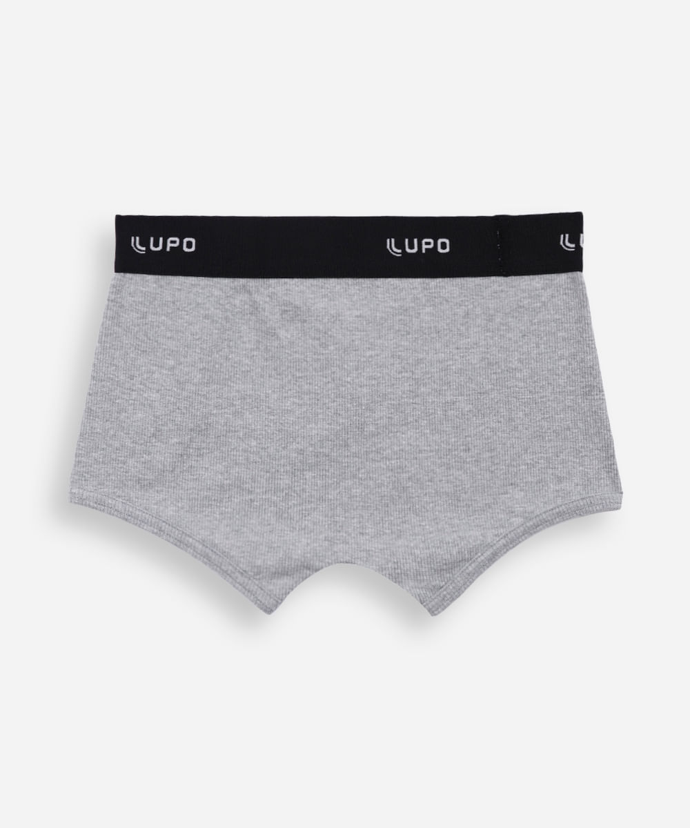 cueca boxer infantil de algodão canelada lupo cinza