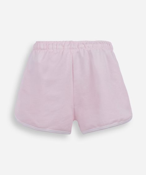short juvenil de moletinho estampado rosa