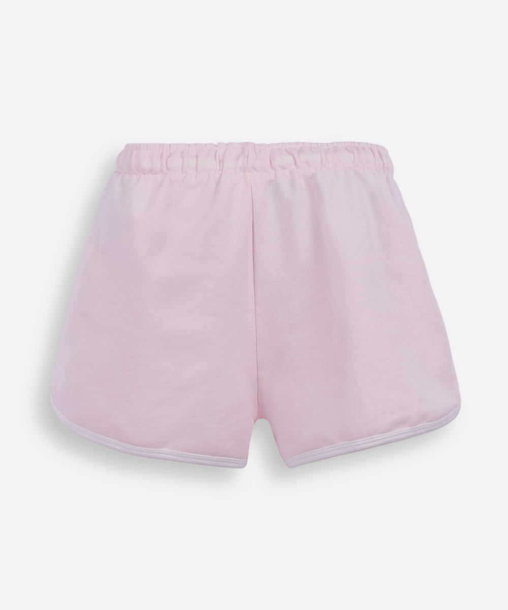 short juvenil de moletinho estampado rosa
