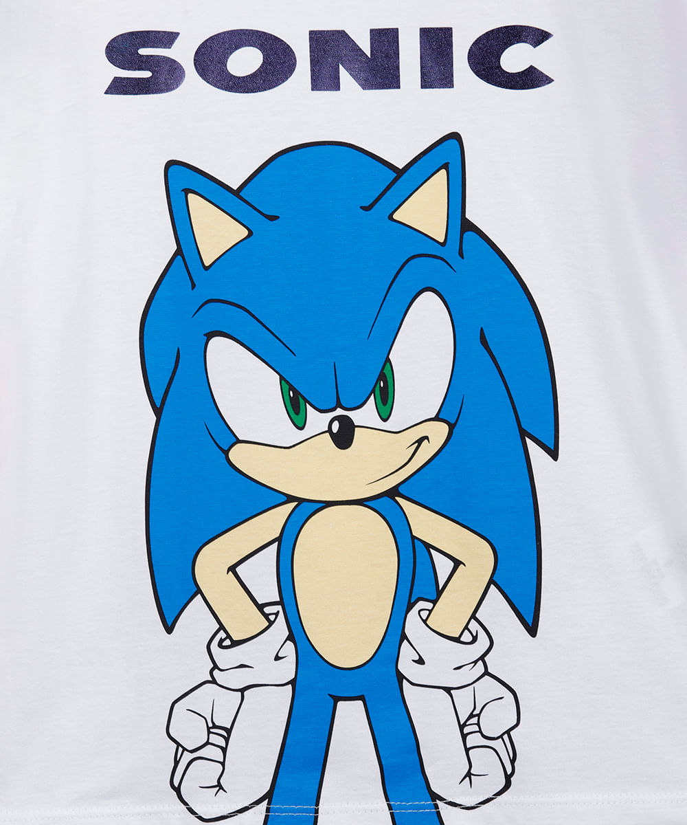 pijama curto infantil de algodão sonic off white