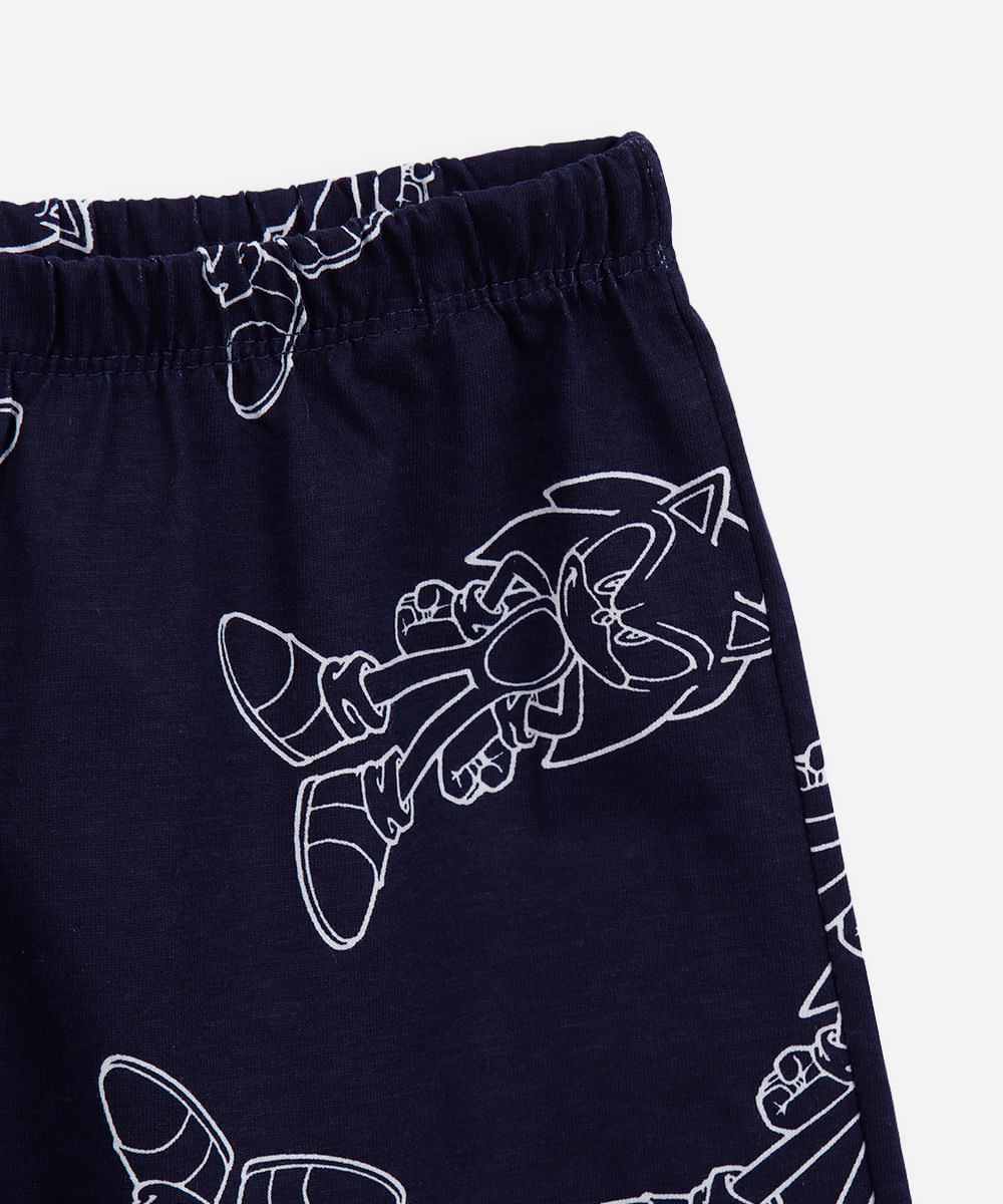 pijama curto infantil de algodão sonic off white