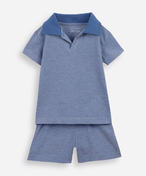 conjunto curto infantil com algodão azul