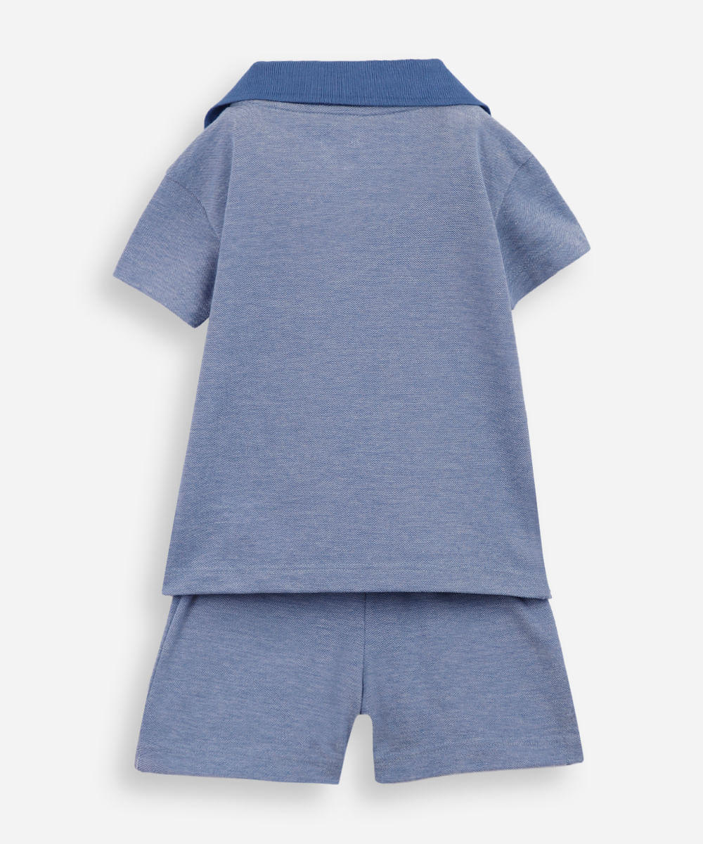 conjunto curto infantil com algodão azul
