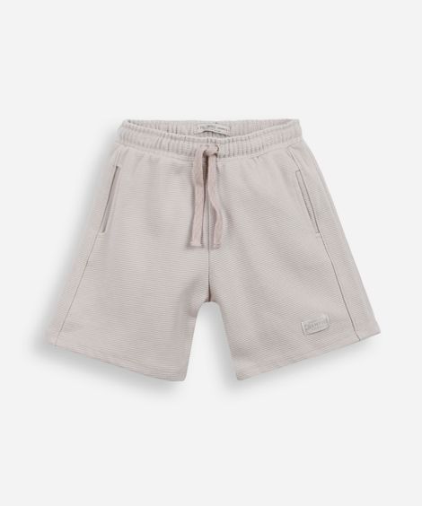 bermuda infantil de algodão cós elástico texturizada bege