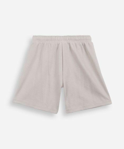 bermuda infantil de algodão cós elástico texturizada bege