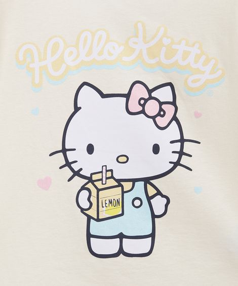 camiseta infantil de algodão hello kitty com bolsa amarela