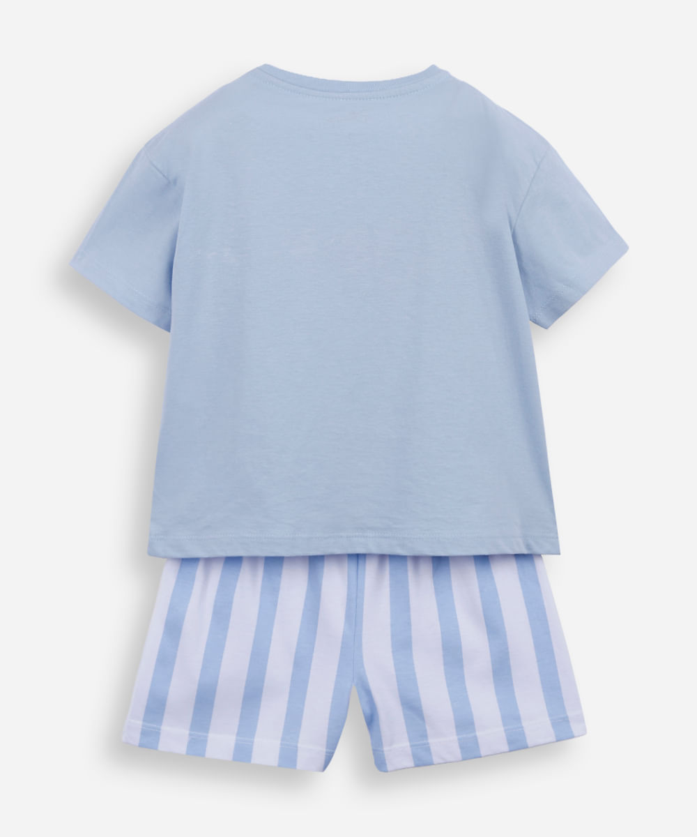 pijama curto infantil de algodão stitch com máscara azul
