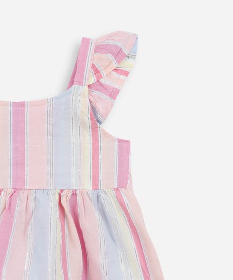 conjunto curto infantil de algodão com lurex listrado colorido