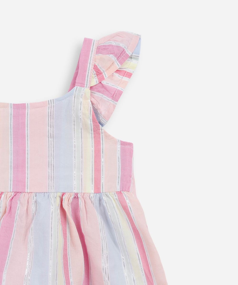 conjunto curto infantil de algodão com lurex listrado colorido