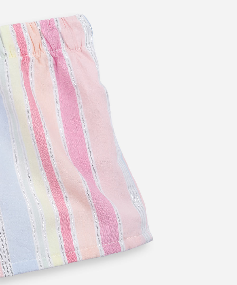 conjunto curto infantil de algodão com lurex listrado colorido