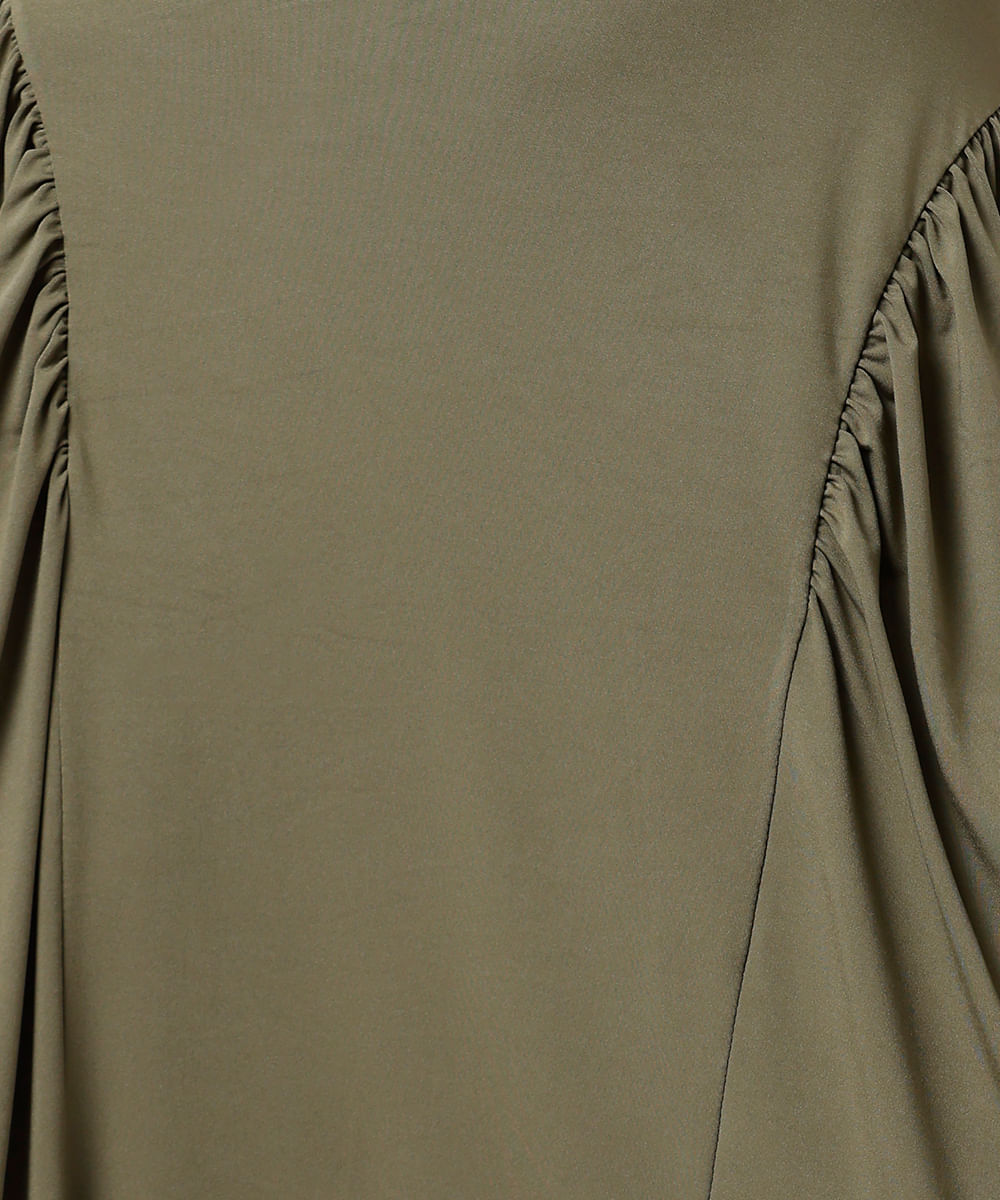 vestido midi feminino alça fina com franzidos mindset verde