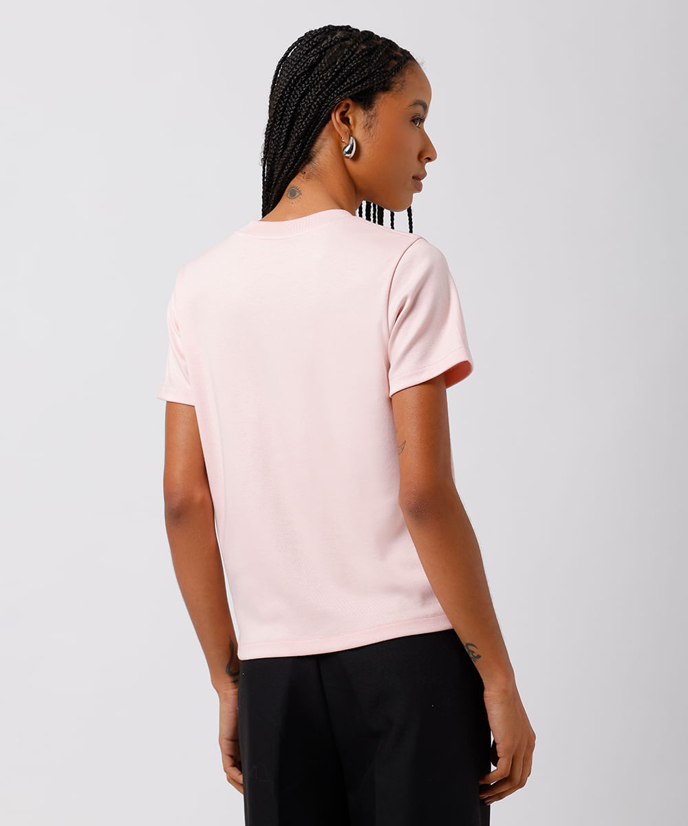 camiseta feminina de algodão peruano slim mindset rosa