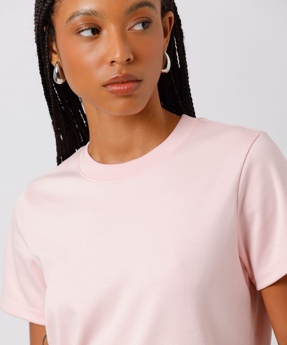camiseta feminina de algodão peruano slim mindset rosa