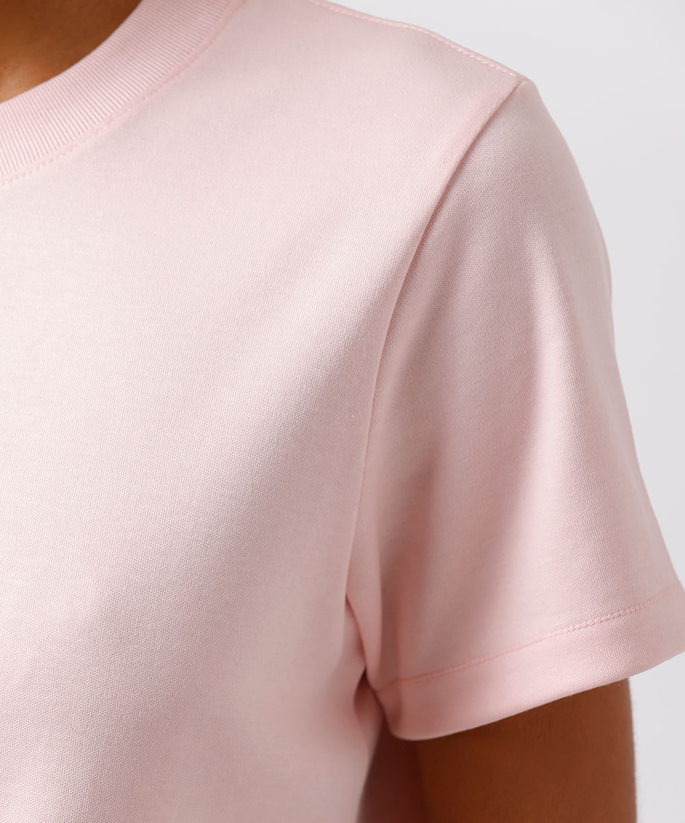 camiseta feminina de algodão peruano slim mindset rosa