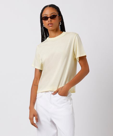 camiseta slim fit feminina de algodão pima mindset amarela