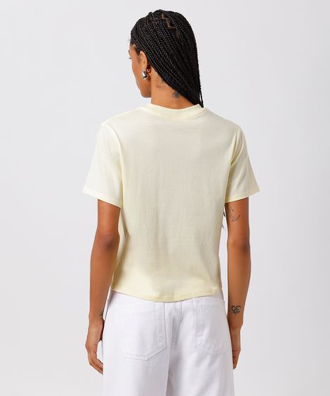camiseta slim fit feminina de algodão pima mindset amarela