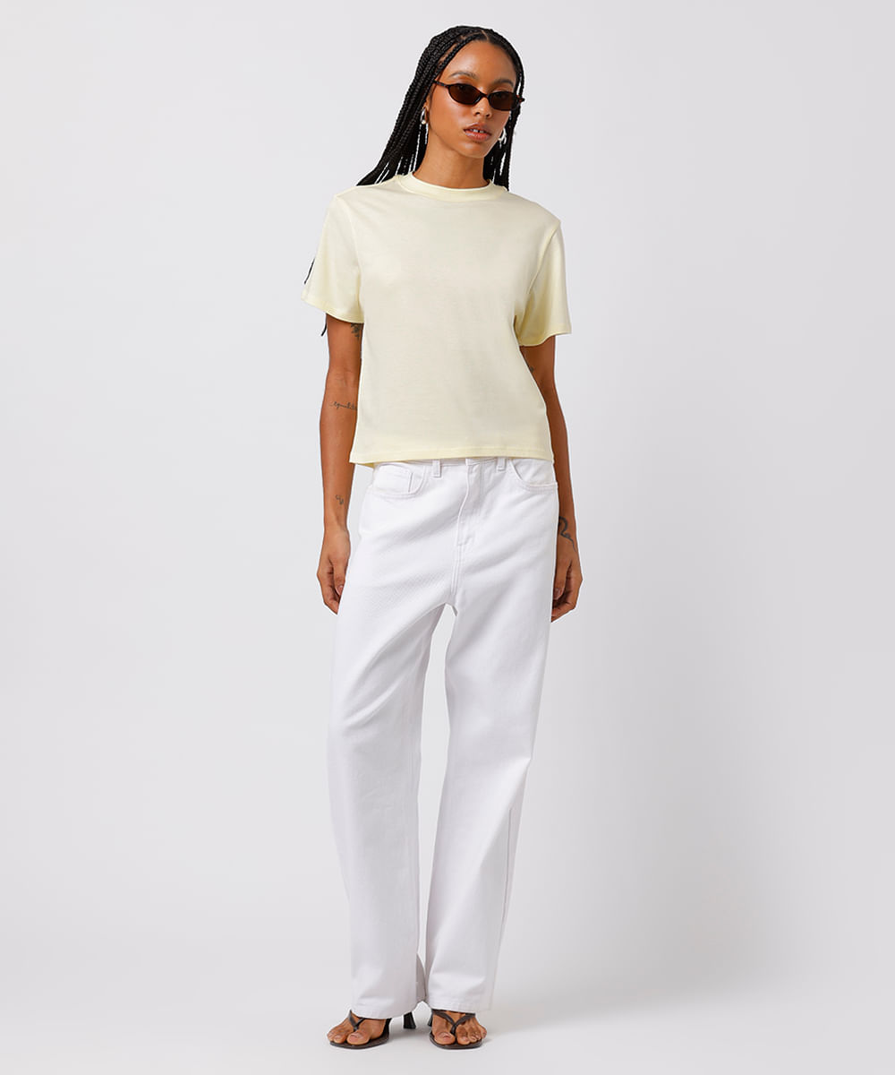 camiseta slim fit feminina de algodão pima mindset amarela