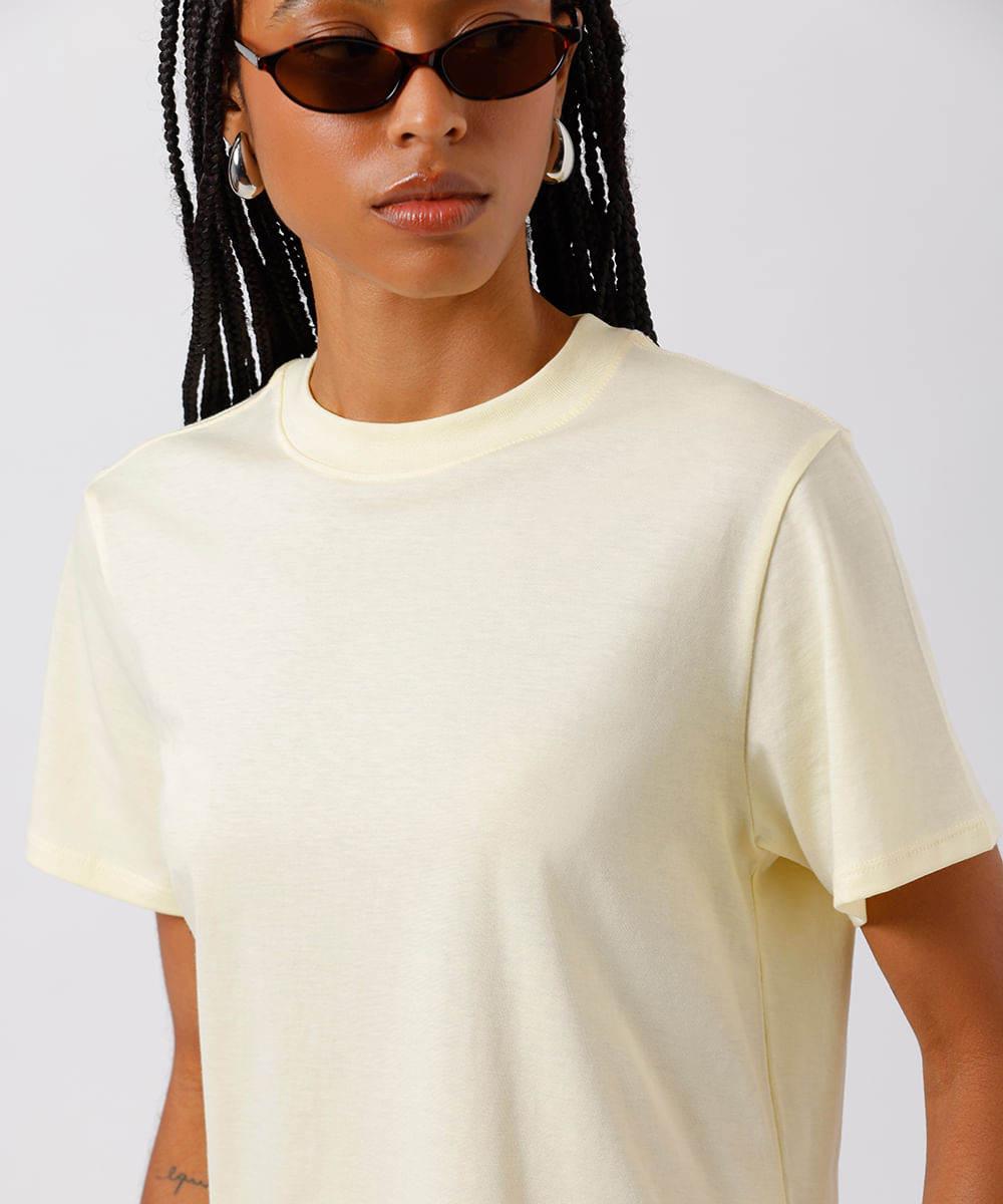 camiseta slim fit feminina de algodão pima mindset amarela