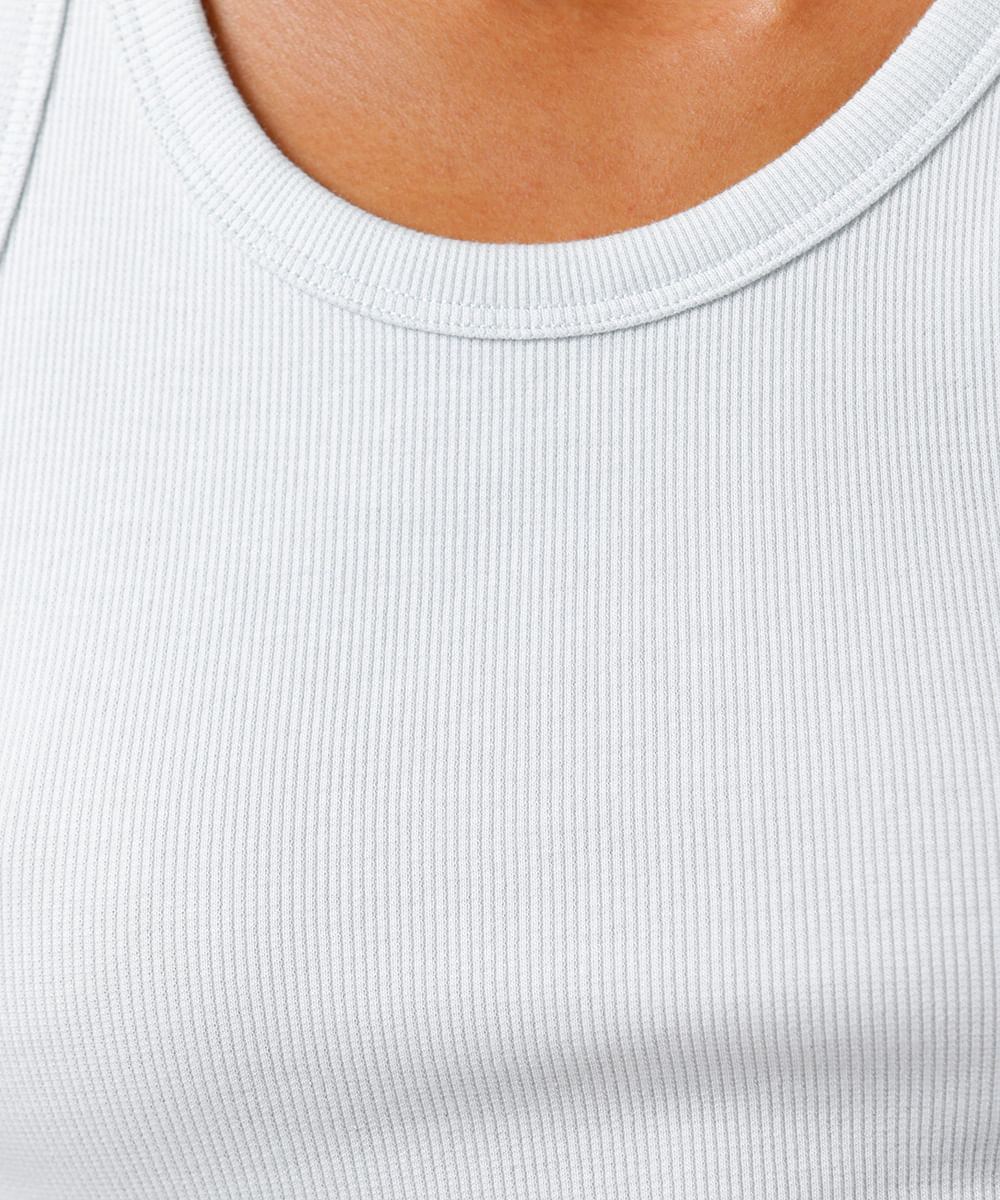 regata feminina de algodão peruano canelada mindset azul