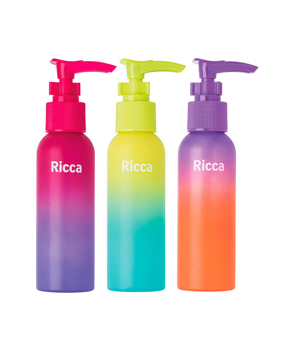 kit de viagem ricca conjunto com 3 frascos degradê