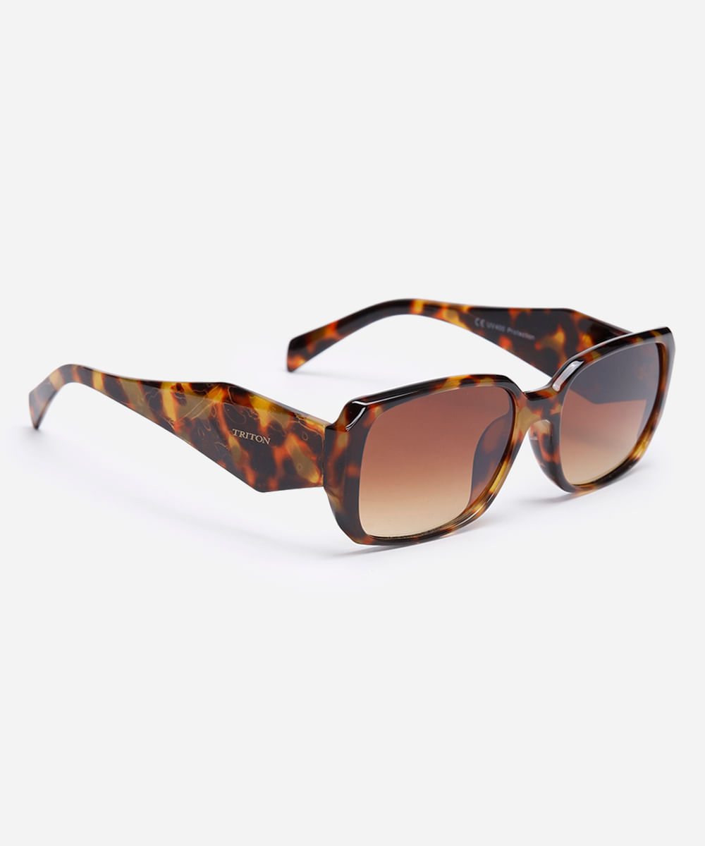 óculos de sol oval tartaruga triton marrom