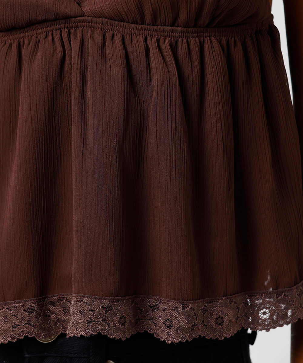 bata feminina alça fina com renda texturizada mindset marrom
