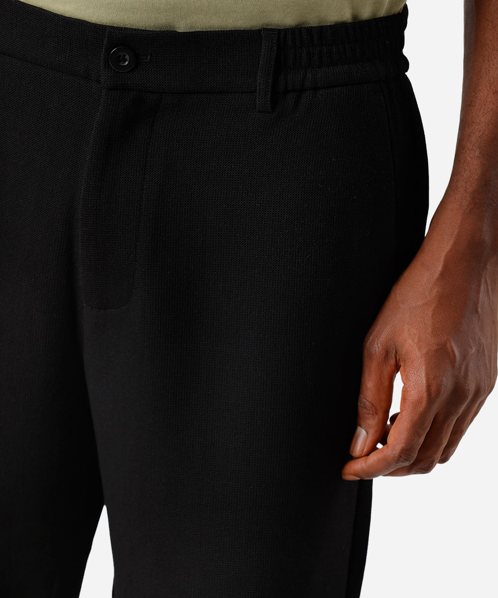 bermuda reta masculina texturizada cós elástico preta