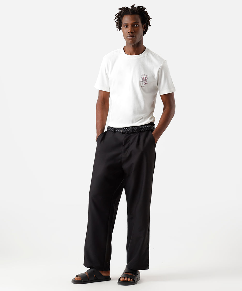 camiseta masculina com algodão floral off white