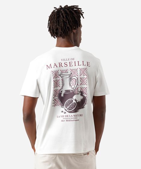 camiseta masculina com algodão estampada off white