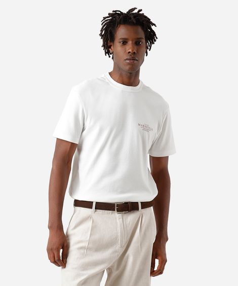 camiseta masculina com algodão estampada off white