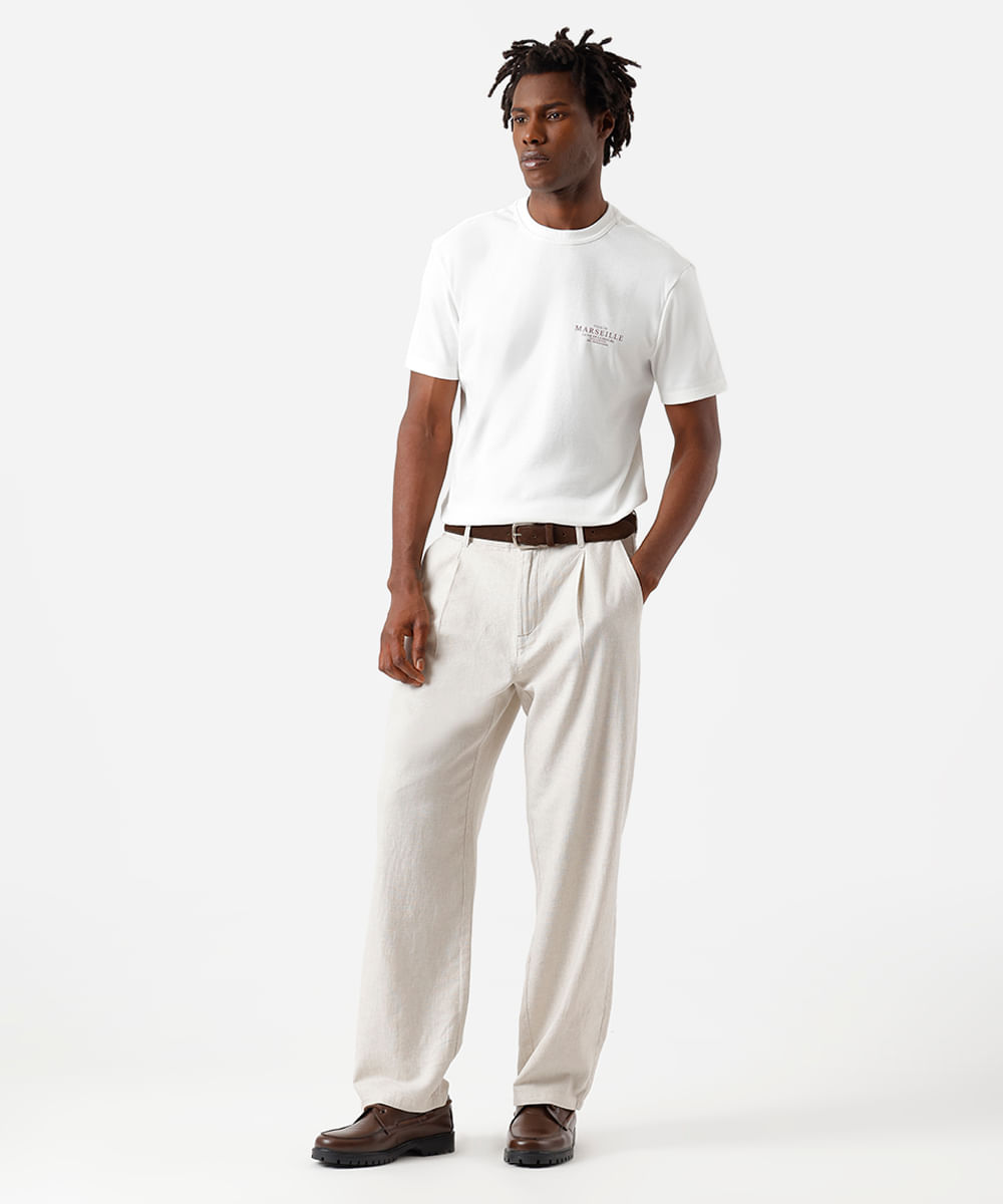 camiseta masculina com algodão estampada off white
