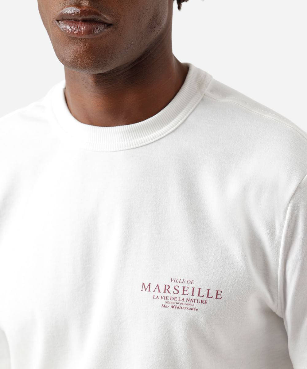 camiseta masculina com algodão estampada off white