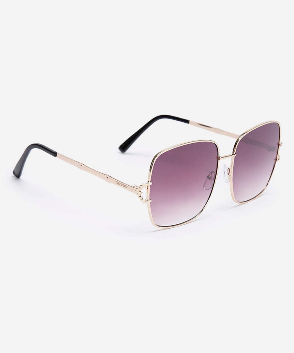 óculos de sol quadrado triton dourado