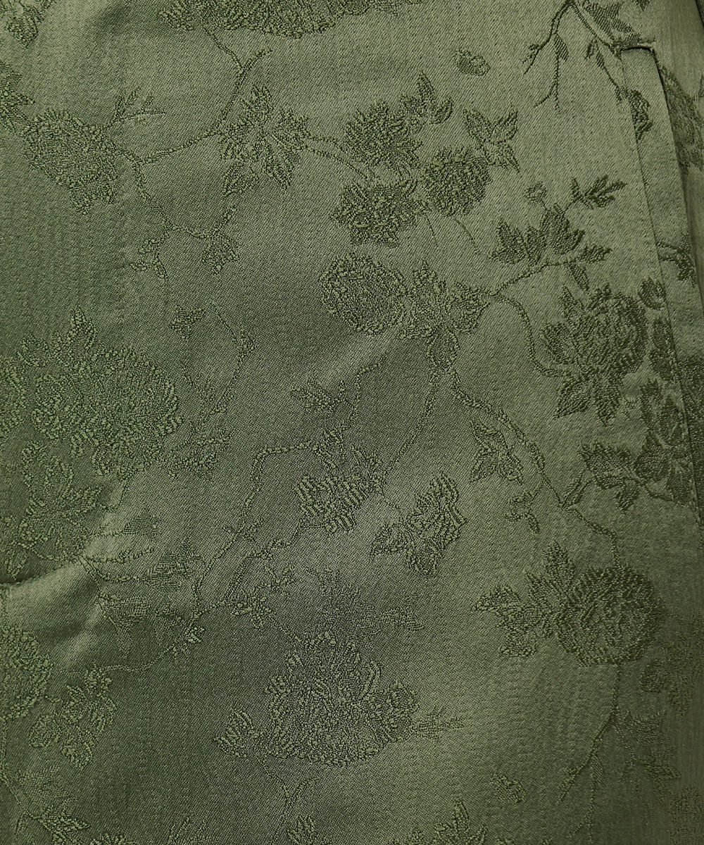 calça reta feminina de jacquard floral mindset verde