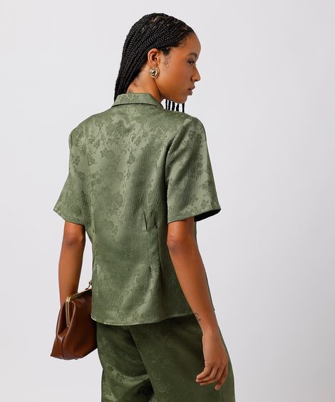 blusa feminina de jacquard floral mindset verde